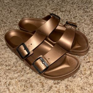 Bronze rubber Birkenstocks